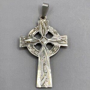 Solvar Celtic Cross Pendant Sterling Silver Signed SD Dublin Ireland Hallmark